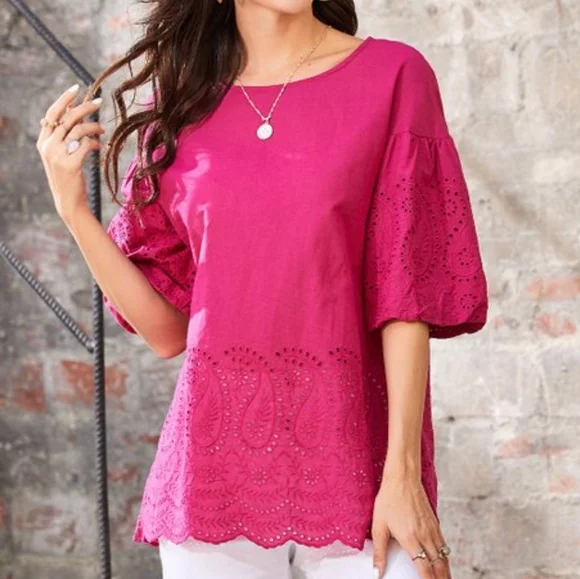 Suzanne Betro Weekend-Fuscia Top - Picture 3 of 3